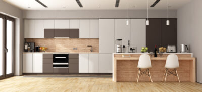 White and brown modern kitchen